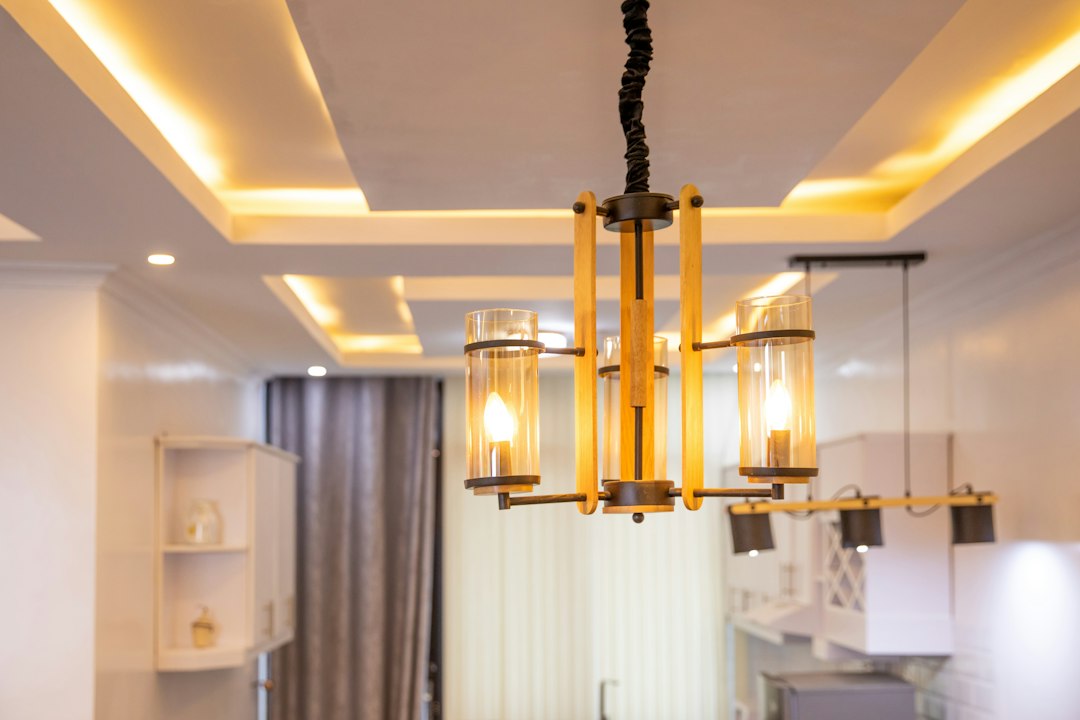 Photo smart app controlled solid wood chandelier